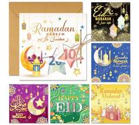DPKOW Paquete de 6 Tarjetas de Felicitación de Eid Mubarak Regalo de Dinero Ramadan Mubarak Tarjeta Regalo de Eid Mubarak