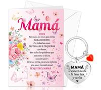 DPKOW Regalo para Mamá Madre, Te Quiero Mamá Tarjeta con Sobre Llavero para Mamá Regalo Feliz Día de la Madre Tarjeta, Gracias Mamá Tarjeta Llavero Regalo Cumpleaños Mamá Navidad San Valentín