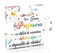 DPKOW Regalo Profesora Infantil, Español Regalo Profesora Primaria, Placa Acrílica en Forma de Rompecabezas, Detalles para Profesoras Navidad Cumpleaños Regalos Originales para Profesores