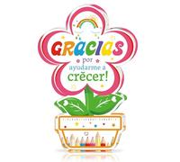 DPKOW Regalo Profesora Infantil Primaria, Español Placa Acrílica en Forma de Flor, Detalles para Profesoras Regalos Originales Navidad Cumpleaños Regalos Gracias por ayudarme a Crecer