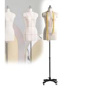 DPLWJPP Maniquí de Costura Mujer con Alfileres Maniquí de Sastre con Ruedas Y Altura Ajustable Maniquí de Medio Cuerpo de Espuma Suave para Tallas Grandes L