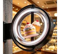 DPLXQPP Lámpara Holográfica 3D Naked Eye,Caja De Luz Publicitaria Impermeable De Doble Cara,con Cambio De Contenido Mediante Control Remoto por Aplicación,para Escaparates,Cafeterías A-70cm