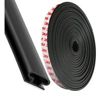 Dpm Tapes - Burlete de goma antifiltración con adhesivo fuerte para puertas y ventanas: aislamiento acústico, perfil en D, tira protectora contra grietas, antipolvo - 6 metros - (Negro)