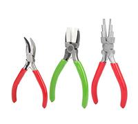 Dpofirs 3 PCS Kit de Alicates para Fabricaci'on de Joyería, Alicates de Nailon de Punta Plana Alicates de Punta Curva Alicates de Joyería de 6 Secciones, Resorte Ajustable, Resistente y