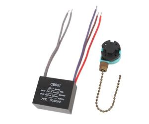Dpofirs 4 Alambres Interruptor de Cadena para Ventilador de Techo, 3 | Interruptor de cable de tracción para ventilador de techo con condensador CBB61 de 5 cables 4,5 uF + 6 uF + 5 uF, para