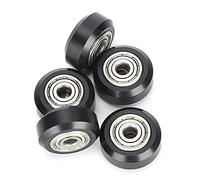 Dpofirs 5 Piezas de Polea Pom, Poleas Pom para Impresoras 3D de Bricolaje, Ruedas Redondas Pasivas con Rodamientos 625zz, Rodillos Compatibles para Impresora 3D, Negro, Blanco, 0.9in *