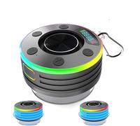 Dpofirs Altavoz de Ducha Bluetooth Impermeable, Altavoz de Ducha Estéreo bajo IPX7 a Prueba de Lluvia Portátil, Bluetooth 5.3 Copa de Succión Duchas RGB Wireles