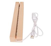 Dpofirs Bases de Exhibición de Luces LED Rectangulares, Pedestal de Exhibición Iluminado de Madera Maciza con Interfaz USB, Luz Cálida para Cristal Acrílico (18 cm)