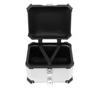 Dpofirs Baúl Trasero para Motocicleta de 45 L, Resistente de Aluminio, con Forro Aislante, Plateado, Ajuste Universal, 42 X 33 X 33 Cm para Motociclistas (Silver)