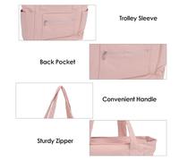 Dpofirs Bolso de Mano para Mujer, Bolso para Portátil de Tela Oxford, Acolchado con Cierre de Cremallera, Múltiples Bolsillos, Ligero para el Trabajo Diario, Viajes, Escuela (PINK)