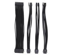 Dpofirs Cable de Extensión de 24 Pines para Placa Base, Kit de Cables de PC Resistente de 8 Pines a 6+2 para Entusiastas de la Tecnología, 30 Cm de Longitud, 4 Extensiones y 12 Peines (Black)