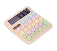 Dpofirs Calculadora con Batería Solar de 12 Dígitos con Llave Redonda, Calculadora de Escritorio con Fuente de Alimentación Dual para Oficina, Negocio, Hogar, Material ABS (Color del té con Leche)