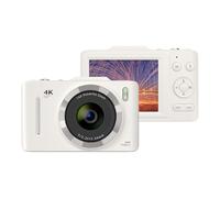 Dpofirs Cámara Digital 4K con Zoom de 48 MP y 16 Aumentos, Cámara de Vlogging con Pantalla IPS de 2,8 Pulgadas con Flash Incorporado, Batería de 800 MAh, Cámara de Vídeo Portátil para (White)
