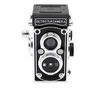 Dpofirs Cámara Digital Retro, Portátil Estilo TLR Vintage 1080p FHD Video 64MP Autofocus Pequeña Cámara de Vlogging para Principiantes, Adolescentes y Adultos, para Viajes, Grabación (Black)