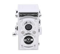 Dpofirs Cámara Digital Retro, Portátil Estilo TLR Vintage 1080p FHD Video 64MP Autofocus Pequeña Cámara de Vlogging para Principiantes, Adolescentes y Adultos, para Viajes, Grabación (White)