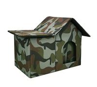 Dpofirs Casa para Gatos Al Aire Libre, Impermeable y Aislada, Refugio para Gatos Callejeros, Cama Plegable para Gatitos de Fácil Montaje para Garaje, Porche, Granero, Material de Tela Oxford (Casa