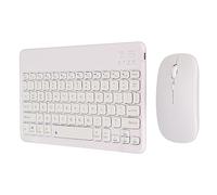 Dpofirs Combo de Teclado Inalámbrico de 10 Pulgadas, Teclado Bluetooth con Receptor USB Inalámbrico 2.4G, Juego de Teclado y Mouse a Prueba de Agua a Prueba de Polvo para PC Portátil (Blanco)