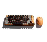 Dpofirs Combo de Teclado y Mouse Inalámbricos, Bluetooth y Conexión de Modo Dual 2.4G con Teclas Redondas Retro, Teclado de 85 Teclas, Diseño Ergonómico con Inclinación de 9 Grados