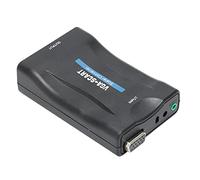 Dpofirs Convertidor VGA a SCART, Adaptador de Salida SCART de Entrada VGA, Adaptador Convertidor de y Video con Cable de Carga de Control Remoto, Escalador de Video PAL/NTSC (Negro)