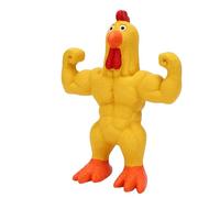 Dpofirs Divertido Juguete de Pollo Muscular para Perros, Juguete Interactivo para Perros de Pollo a Prueba de Masticar para Jugar a la Dentición de Mascotas, Material de Silicona Amarillo