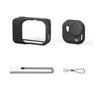 Dpofirs Funda Protectora de Silicona, Cubierta de Cuerpo Completo a Prueba de Golpes con Tapa de Lente y Cordón, para Cámara Ultra Acción (Black)