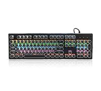 Dpofirs HJK920 Teclado Mécanico Universal para Ordenadores, Gaming Teclado Mecánico Retro Punk Clásico con Cable, Teclado Ergonómico con Luz de Fondo Mixta, 104 Teclas Redondas(Negro)