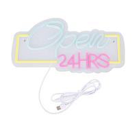 Dpofirs Letrero de Neón LED Brillante Abierto las 24 Horas con Brillo Ajustable para Bares, Alimentado por USB para Pub Club Shop Hotel