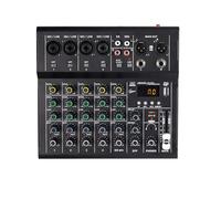 Dpofirs Mini Mezclador de Sonido de 6 Canales con Reproductor de MP3 BT, Alimentación Fantasma de 48 V para Grabación de Estudio, Transmisión en Vivo, Karaoke, Diseño Portátil Compacto para (BLACK)
