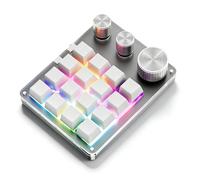 Dpofirs Mini Teclado Programable con 16 Teclas y 3 Perillas, Teclado de Acceso Directo Bluetooth para PC, Portátiles, Plug & Play, para Dibujar, Controlar Volumen, Jugar (White)