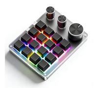 Dpofirs Mini Teclado Programable con 16 Teclas y 3 Perillas, Teclado de Acceso Directo Bluetooth para PC, Portátiles, Plug & Play, para Dibujar, Controlar Volumen, Jugar (Black)