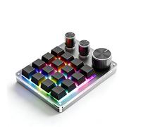 Dpofirs Mini Teclado Programable con 16 Teclas y 3 Perillas, Teclado de Acceso Directo con Cable para PC, Computadora Portátil, Plug & Play, para Dibujar, Controlar Volumen, Jugar (Black)