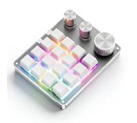 Dpofirs Mini Teclado Programable con 16 Teclas y 3 Perillas, Teclado de Acceso Directo con Cable para PC, Computadora Portátil, Plug & Play, para Dibujar, Controlar Volumen, Jugar (White)