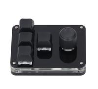 Dpofirs Mini Teclado USB para Juegos Industriales con Interruptor Azul y Luz RGB, Teclado de 4 Teclas y 1 Perilla para Reuniones Juegos, Acrílico Negro 3,46 X 2,56 Pulgadas