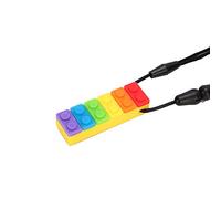 Dpofirs Mordedor de Silicona, Collar con Colgante para Masticar Resistente a Altas Temperaturas para Bebés, Niños Mayores y Adultos, Rojo (Mordedor de bloques de construcción arcoíris #15)