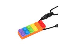 Dpofirs Mordedor de Silicona, Collar con Colgante para Masticar Resistente a Altas Temperaturas para Bebés, Niños Mayores y Adultos, Rojo (Mordedor de bloques de construcción arcoíris #14)