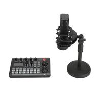 Dpofirs Paquete de Equipo de Podcast Mezclador de Sonido Transparente con Micrófono de Condensador Cardioide para Grabar Transmisión de Canto, Material Plástico Portátil