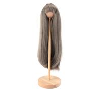 Dpofirs Peluca de Muñeca, Peluca Larga y Recta con Flequillo, Pelo Sintético Realista para Muñecas de 1/4, Circunferencia de la Cabeza de 18,5 a 21 Cm (Gridelín)