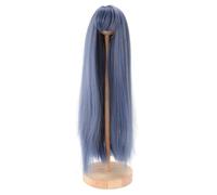 Dpofirs Peluca de Muñeca, Peluca Larga y Recta con Flequillo, Pelo Sintético Realista para Muñecas de 1/4, Circunferencia de la Cabeza de 18,5 a 21 Cm (BLUE)