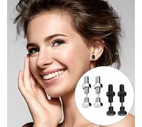 Dpofirs Pendientes de Tuerca de Acero Inoxidable 316L con Cierre de Rosca, Joyería de Estilo Punk Resistente a la Decoloración para Hombres y Mujeres, Barra de Graduación, Vacaciones, 2 Pares de