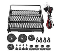 Dpofirs Portaequipajes de Metal RC, Portaequipajes con Kit de Luz LED Integrado, Fácil Instalación para Modificación de Coche Trepador de Control Remoto a Escala MN 90 MN90K 1/12 (Black)
