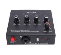 Dpofirs Preamplificador de Micrófonos, Ganancia de Micrófono Mejore la Calidad del Sonido, 48V Potencia XLR Salida Precedente de Micrófono Dinámico para Grabar Studio Live Streaming