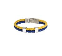 Dpofirs Pulsera de Cuero con Bandera de Ucrania, Joyería Elegante de Recuerdos Ucranianos para Hombres y Mujeres, Paquete de 3, Pulseras de Aleación PU+ de 22 Cm, Regalo Ideal para Cumpleaños y Días