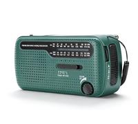 Dpofirs Radio Meteorológica de Emergencia NOAA, FM Am SW1 SW2, Carga USB/Solar/manivela, Funciona con Pilas, Luz SOS y Linterna para Emergencias en Interiores y Exteriores (Green)