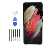 Dpofirs Reemplazo de Pantalla para S21 Ultra 5G, Conjunto de Digitalizador Táctil de Pantalla de 6,8 Pulgadas para SM G998B Versión UE/Internacional, con Huella Digital y Marco