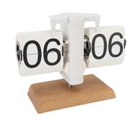 Dpofirs Reloj Digital Retro Abatible hacia Abajo Elegante Base de Nogal Negro Las 24 Horas para Decoración de Escritorio de Sala de Estar (White)