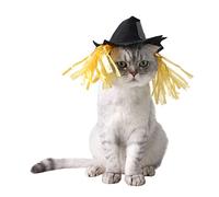 Dpofirs Sombrero de Espantapájaros para Mascotas, Traje Creativo Ligero y Duradero para Fotografía de Halloween, Tela No Tejida, Color Negro