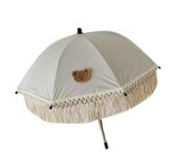 Dpofirs Sombrilla de Playa para Niños, Patrón de Oso Encantador, Parasol con Borlas para Jugar Al Aire Libre, Tela No Tejida (Patrón de oso de borlas)