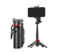 Dpofirs Soporte para Trípode, Palo para Selfies con Soporte para Teléfono Giratorio 360, Portátil, Extensible para Grabación de Vídeo, Vlogging, con Control Remoto Desmontable y Luz de