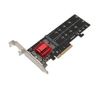 Dpofirs Tarjeta Adaptadora Dual M.2 PCIe NVMe de 2 GB/s de Ancho de Banda, Función de Bifurcación PCIe, Canales PCIe 3.1 X8, Compatible con M.2 SSD PCIe NVMe, Chip ASM1812