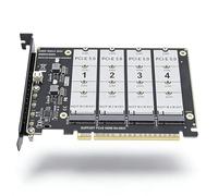 Dpofirs Tarjeta Adaptadora M.2 PCIe 5.0, Tarjeta de Expansión SSD NVMe M.2 de 4 Puertos a Ranura PCIe X16 con 128 Gbps por Puerto, Compatible con PCIe3.0 y 4.0, para Actualización de